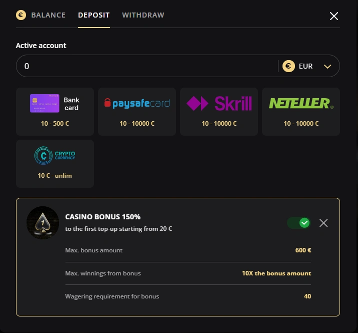 lex deposit page
